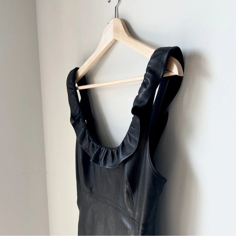 L’Agence Soft Leather Wave Dress. Black, Sz 2 (S) - Picture 2 of 8